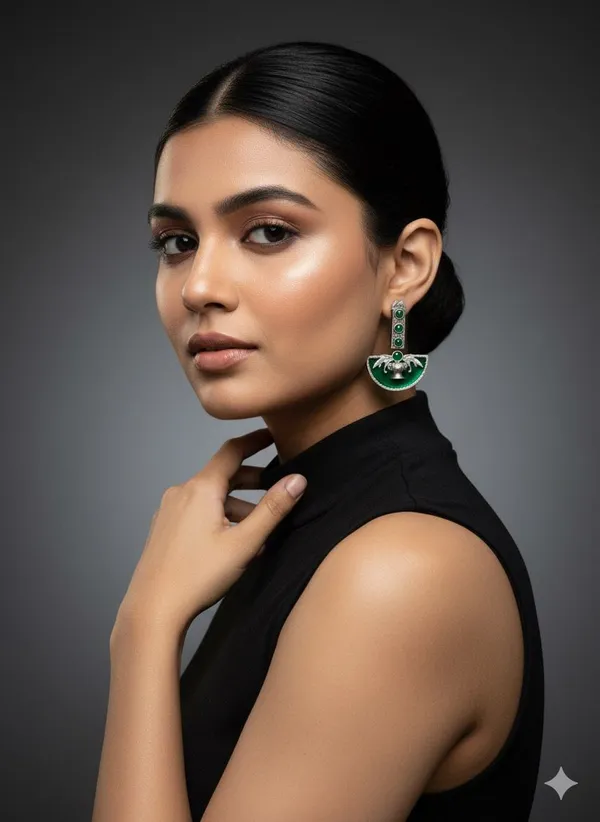 Art_Deco_Inspired_Green_Enamel_and_Emerald-Tone_Dangle_Earrings_in_Oxidized_Silver_Finish