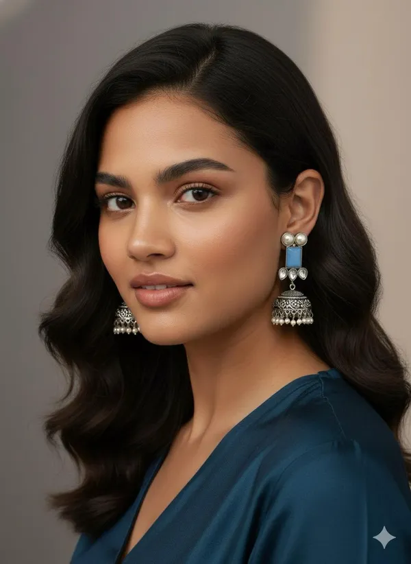 Blue__Delicate_Minimalist_Gold_Plated_Fluted_Flower_Stud_Earrings