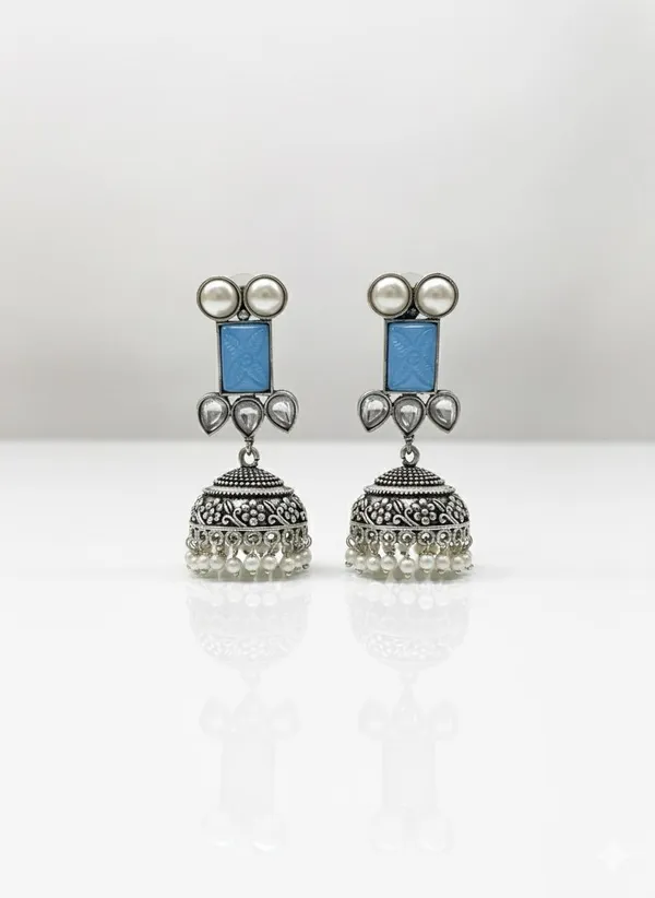 Blue__Delicate_Minimalist_Gold_Plated_Fluted_Flower_Stud_Earrings
