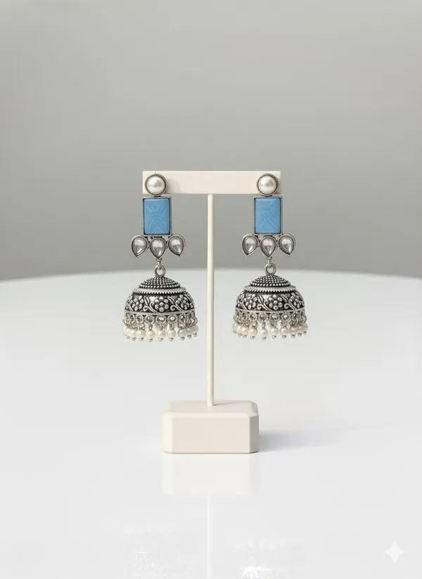 Blue__Delicate_Minimalist_Gold_Plated_Fluted_Flower_Stud_Earrings