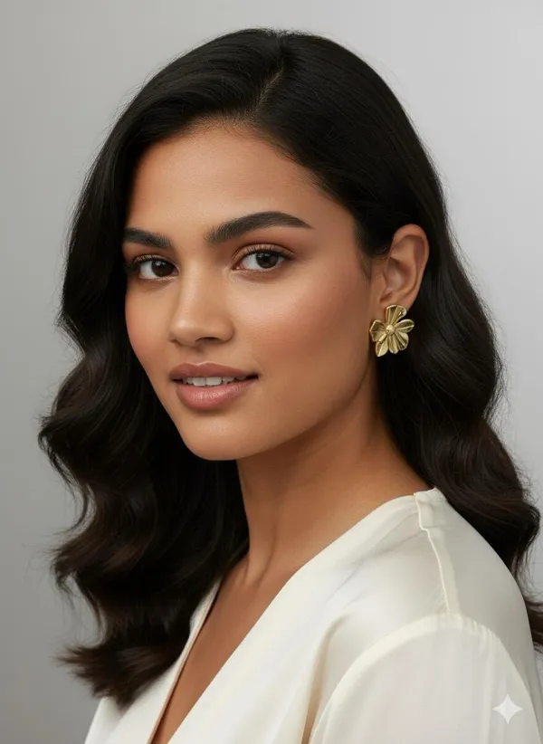 Golden_Luxurious_Plated_Cz_Frame_Drop_Earrings_With_Smoky_Topaz_Stone