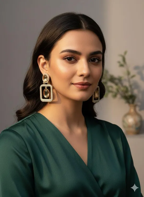 Brown_Chic_Gold_Plated_Multi-Ring_Hoop_Dangler_Earrings_With_Enamel_Stud