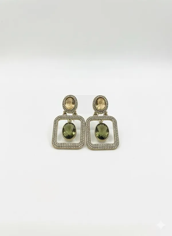 Brown_Chic_Gold_Plated_Multi-Ring_Hoop_Dangler_Earrings_With_Enamel_Stud