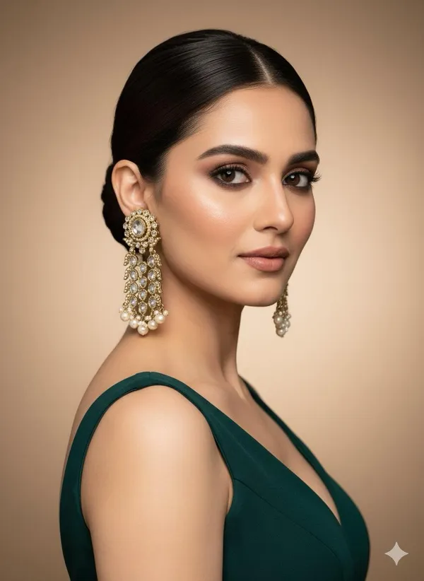 Golden_Vintage-Inspired_Polki_And_Pearl_Chandelier_Earrings