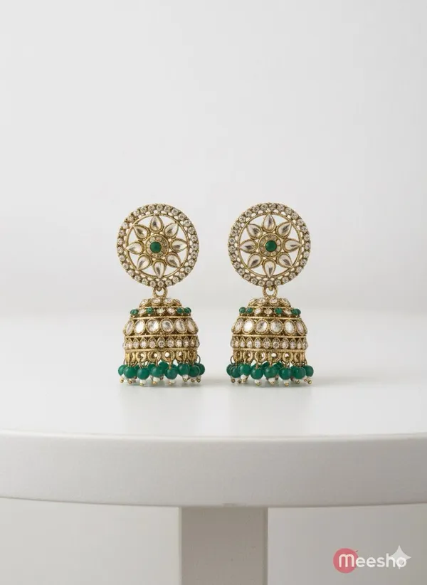 Green_Glam_Gold_Plated_(Cz)_Drop_Earrings_With_Smoky_Topaz_Stone