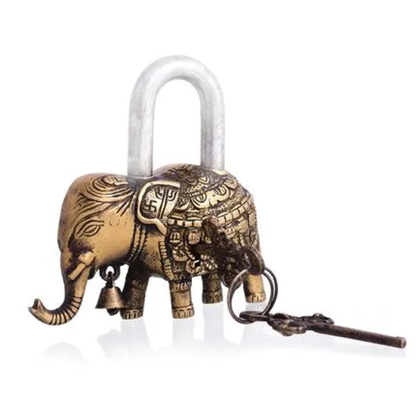 Golden_Brass_Elephant_Door_Lock_With_Three_Brass_Keys