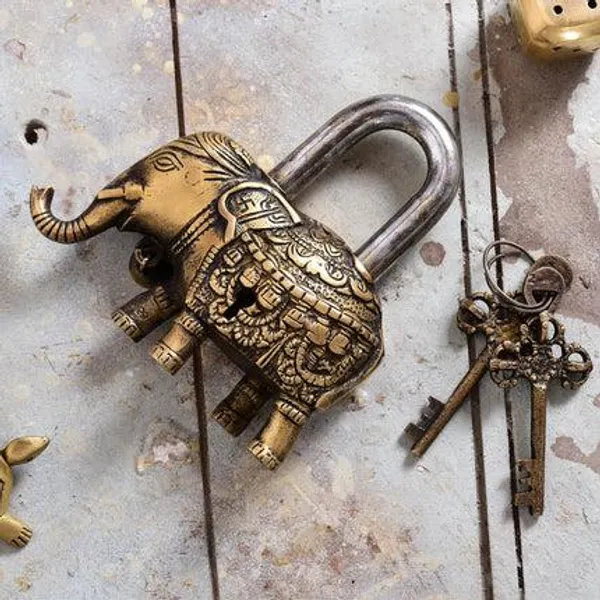Golden_Brass_Elephant_Door_Lock_With_Three_Brass_Keys