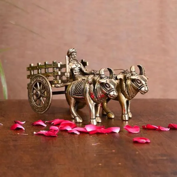 Golden_Brass_Double_Bullock_Cart_For_Home_Decor