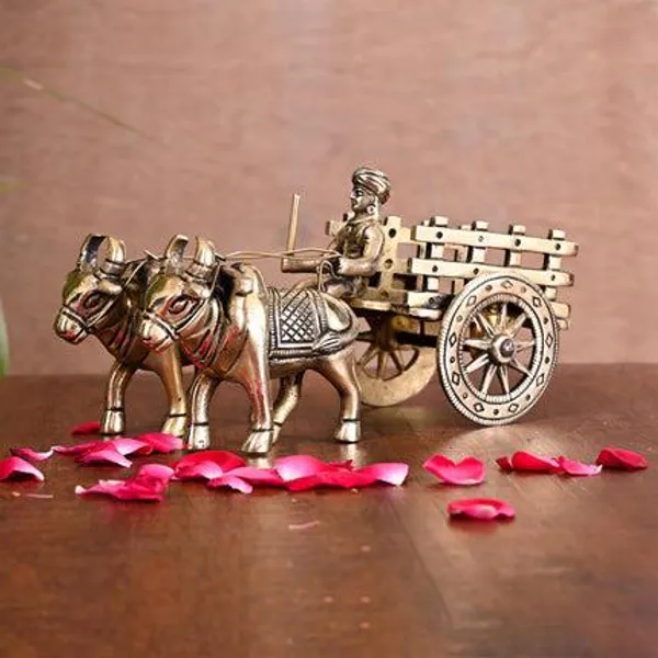 Golden_Brass_Double_Bullock_Cart_For_Home_Decor