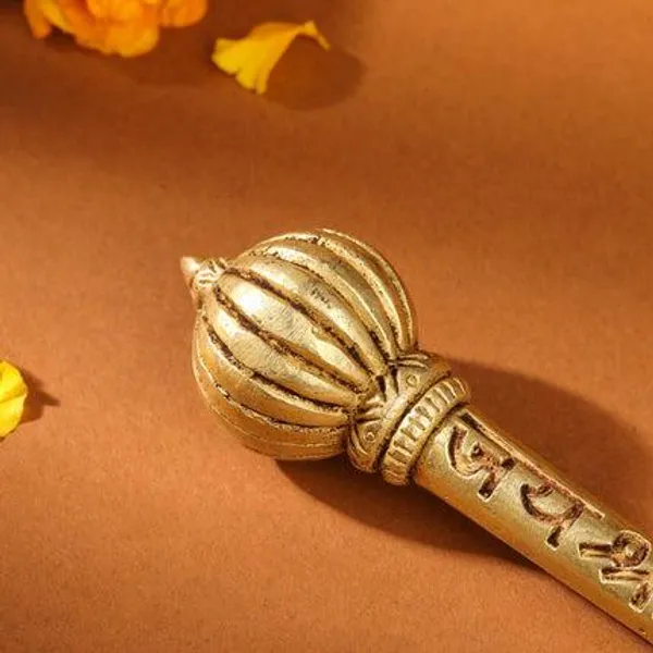 Golden_Brass_Handcrafted_Hanuman_Mace/Gada_Strength_&_Devotion