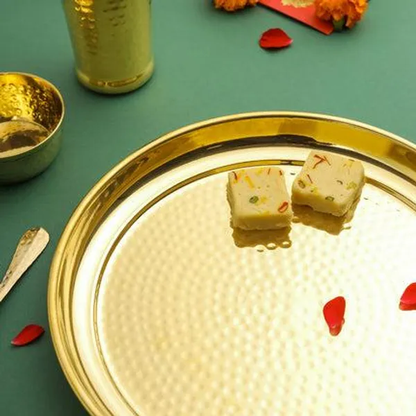 Golden_Brass_Hammered_Thali__Bowl__Glass_Or_Set