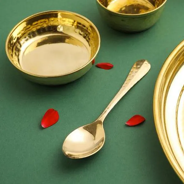 Golden_Brass_Hammered_Thali__Bowl__Glass_Or_Set