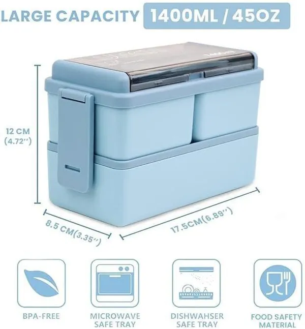 Grey_Plastic_2-Tier_Bento_Lunch_Box_(1400_Ml)