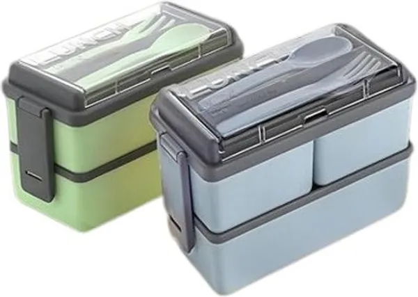 Multicolor_Plastic_Leakproof_Lunch_Boxes_With_Cutlery_(1400_Ml)_(Pack_Of_2)