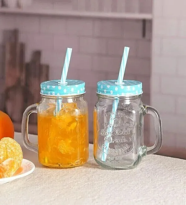 White_Glass_Frosty_Mason_Jar_With_Handle,_Lid_&_Straw_(500_Ml)