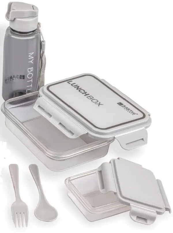 Grey_Plastic_Food-Grade_Plastic_Lunch_Box_Set_(1200_Ml)