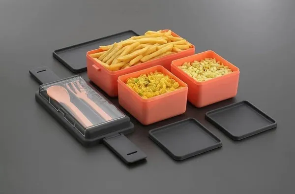 Orange_Plastic_2-Tier_Bento_Lunch_Box_With_Utensils_(500_Ml)