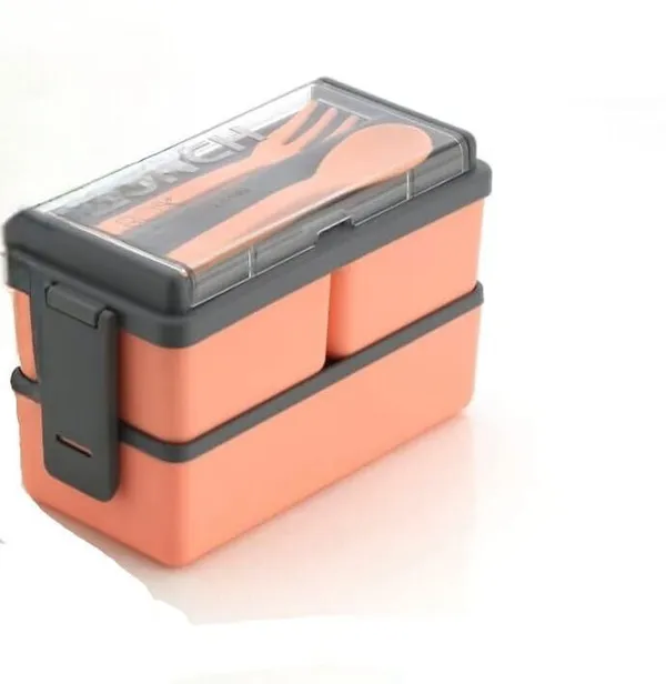 Orange_Plastic_2-Tier_Bento_Lunch_Box_With_Utensils_(500_Ml)