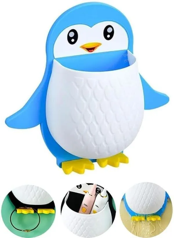 Blue_&_Pink_Plastic_Penguin_Wall_Mounted_Toothbrush_Holder_(Pack_Of_2)