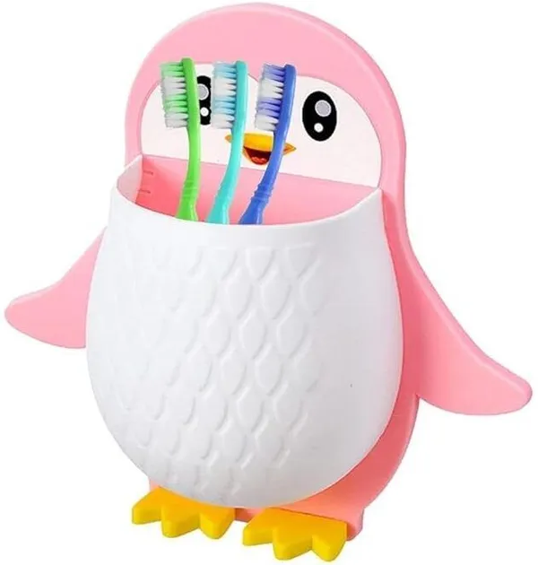 Pink_Plastic_Penguin_Self_Adhesive_Toothbrush_Holder