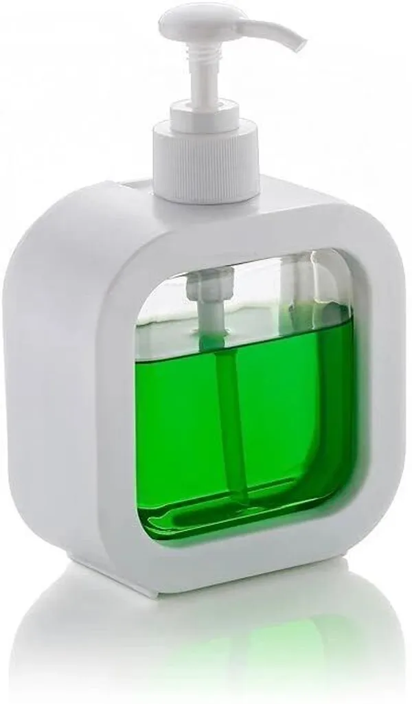 Pink_Plastic_Soap_Dispenser_With_Sponge_Holder_(300_Ml_|_12_X_14_X_8_Cm)