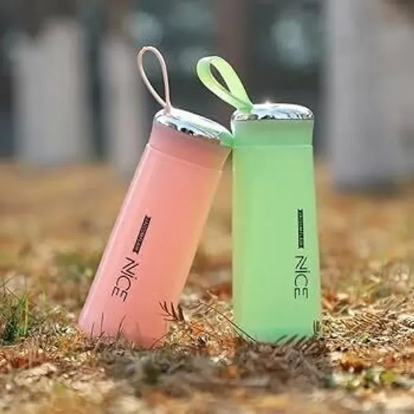 Multicolor_Premium_Glass_&_Plastic_Water_Bottle_(Pack_Of_2)_(400_Ml)
