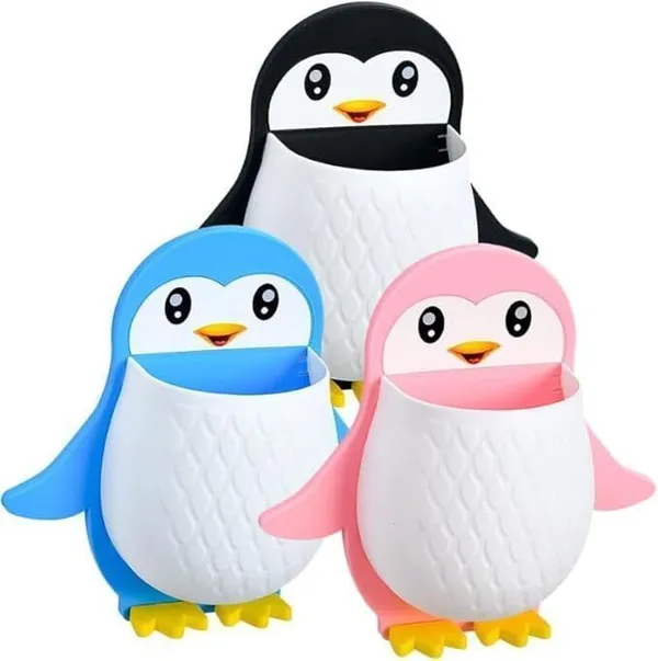 Multicolor_Plastic_Penguin_Wall_Mounted_Toothbrush_Holder_(Pack_Of_3)