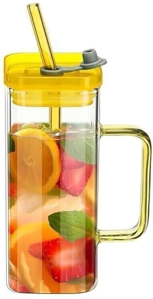 White_Transparent_Glass_Sipper_Bottle_With_Handle,_Lid_&_Straw._(500_Ml)