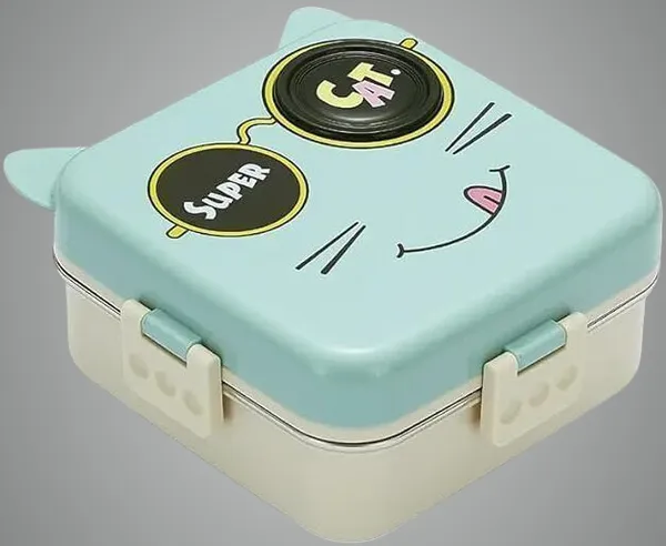 Green_Plastic_Cute_Cat_Bento_Lunch_Box_With_Spoon_(750_Ml)