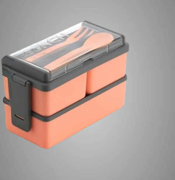 Orange_Plastic_2-Tier_Bento_Lunch_Box_With_Utensils_(500_Ml)