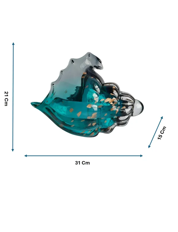 Luxury_Aqua_Blue_Conch_Shell_Showpiece_-_Hand_Blown_Glass_with_Gold_Flakes