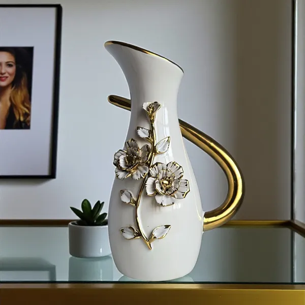 Premium_&_Elegant_White_&_Golden_Ceramic_Jar_Shaped_Vase