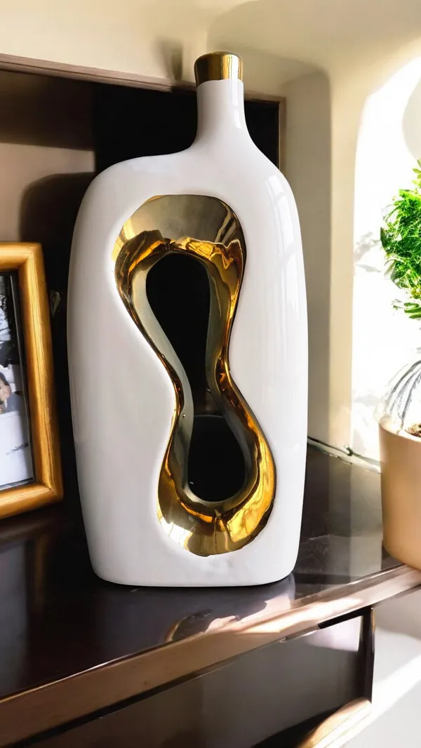 White_&_Golden_Ceramic_Premium_&_Elegant_Rectangular_Vase