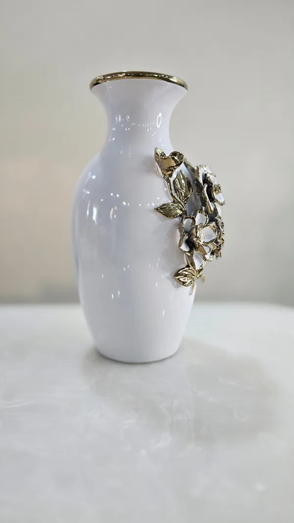 White_&_Golden_Ceramic_Premium_&_Elegant_Large_Vase