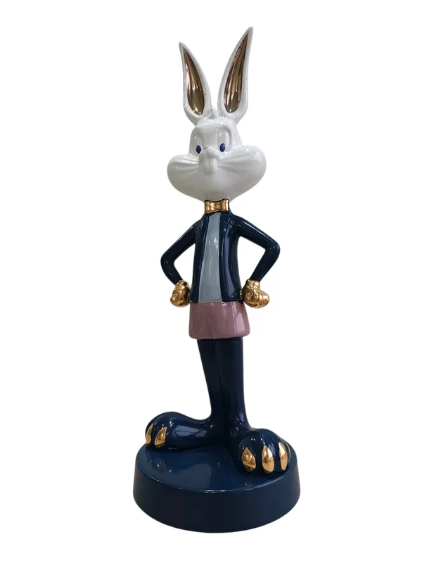 Boss_Bunny_Deluxe_-_Navy_&_Gold_Ceramic_Sculpture_Large