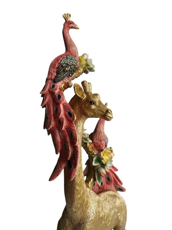 Golden_Giraffe_with_Twin_Peacocks_Sculpture_-_Luxury_Resin_Table_Decor