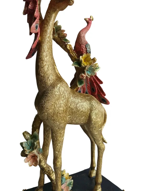 Golden_Giraffe_with_Twin_Peacocks_Sculpture_-_Luxury_Resin_Table_Decor