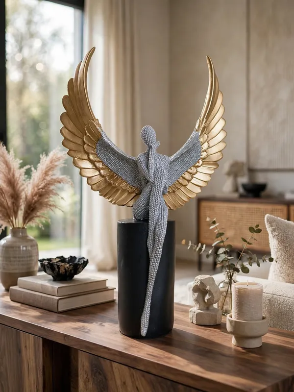 LuxeArt_Angel_Wings_Contemplation_Sculpture_-_Gold_&_Silver_Beaded_Angel_Showpiece