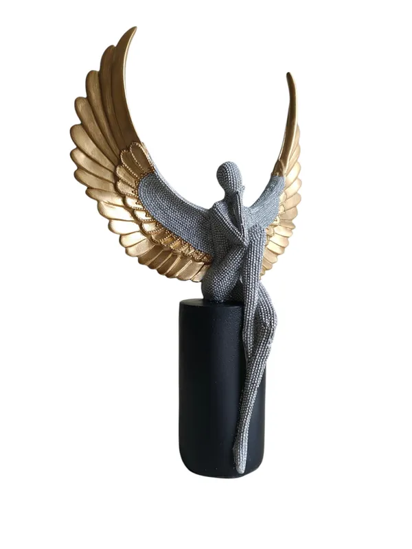 LuxeArt_Angel_Wings_Contemplation_Sculpture_-_Gold_&_Silver_Beaded_Angel_Showpiece