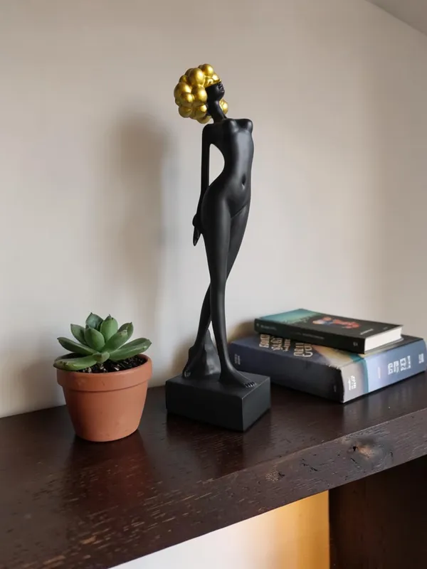 Black_Polyresin_Premium_&_Elegant_Golden_Hair_Standing_Lady