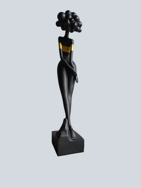 Premium_&_Elegant_Black_Polyresin_Golden_Strip_Standing_Lady