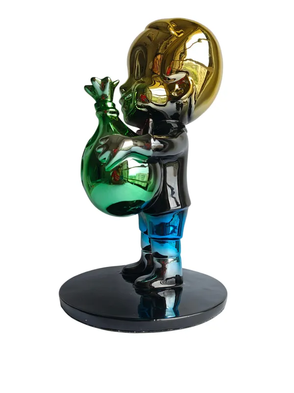 Richie_Rich_Pop_Art_Sculpture_with_Gold_Head_&_Green_Money_Bag