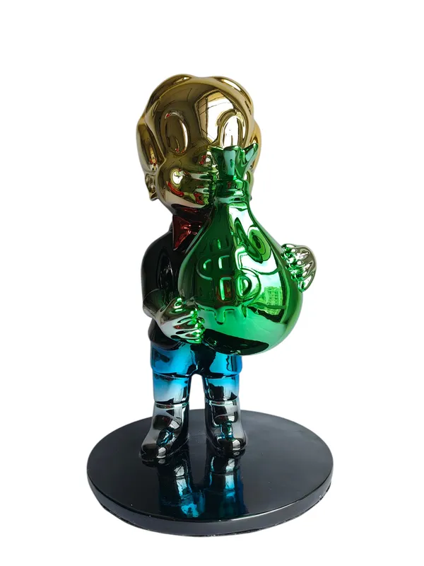 Richie_Rich_Pop_Art_Sculpture_with_Gold_Head_&_Green_Money_Bag
