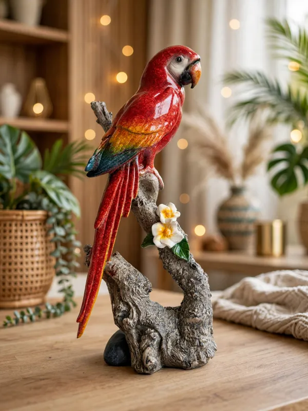 Scarlet_Majesty_-_Lifelike_Red_Macaw_Parrot_on_Branch_Figurine