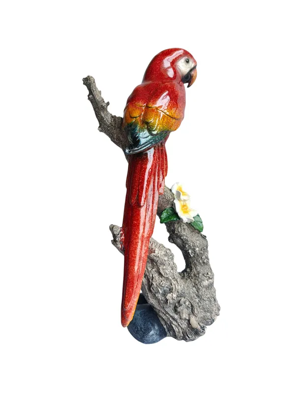 Scarlet_Majesty_-_Lifelike_Red_Macaw_Parrot_on_Branch_Figurine