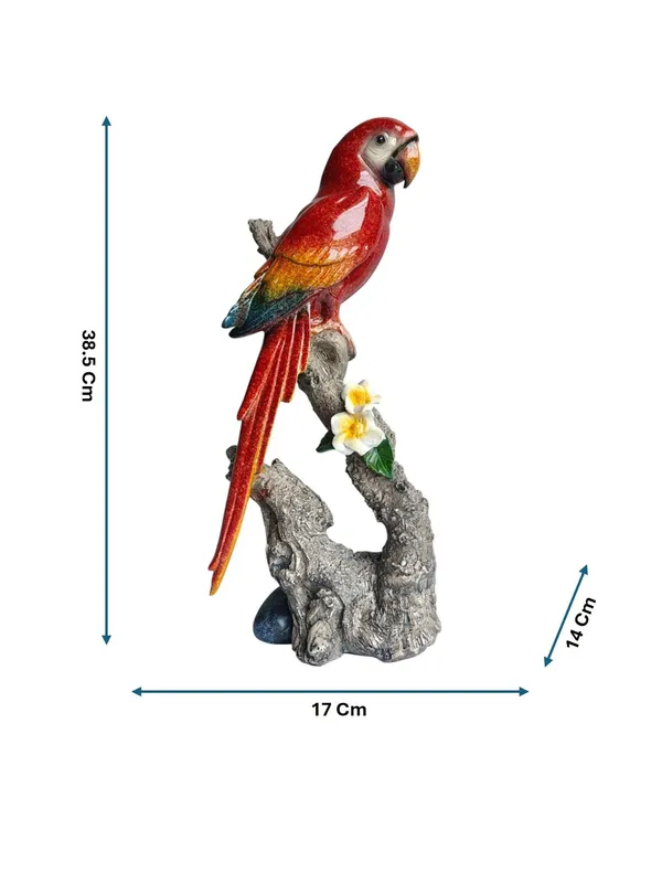 Scarlet_Majesty_-_Lifelike_Red_Macaw_Parrot_on_Branch_Figurine