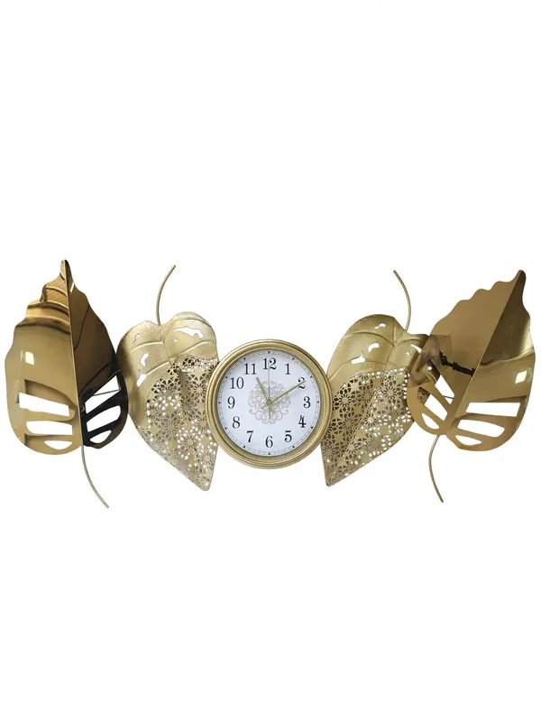 Sparkling_Art_Gallery_-_Luxury_4-Leaf_Golden_Metal_Wall_Clock_-_Modern_Decorative_Wall_Clock_for_Living_Room