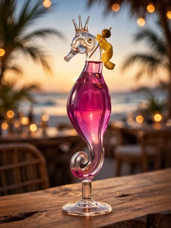 Sun~Mun_Decors_Sea-Horse-Splash_Glass(Pack_of_2_Glasses)