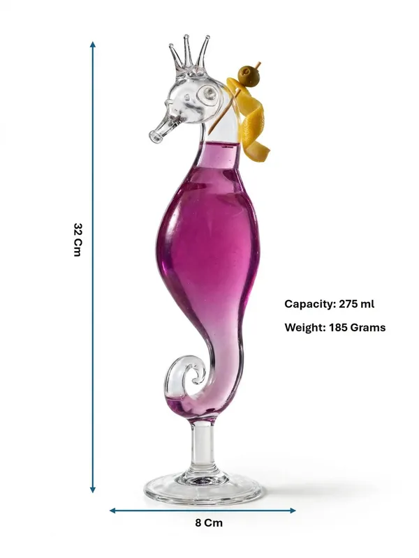 Sun~Mun_Decors_Sea-Horse-Splash_Glass(Pack_of_2_Glasses)