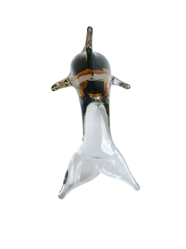 Sunset_Splash_-_Amber_&_Emerald_Handblown_Glass_Dolphin_Figurine